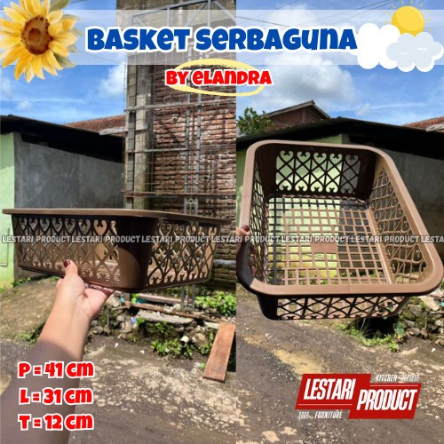 ( 6 PCS ) KERANJANG BASKET SERBAGUNA I KERANJANG SEGI LOUNDRY ELANDRA | KERANJANG COKELAT | RIGEN | 