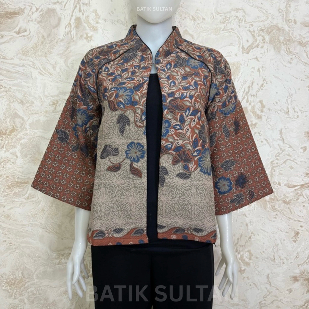 Atasan Batik Outer Wanita Cewe Perempuan Kain Katun Doby Premium Mewah Kantor Kerja Formal Pesta Fur