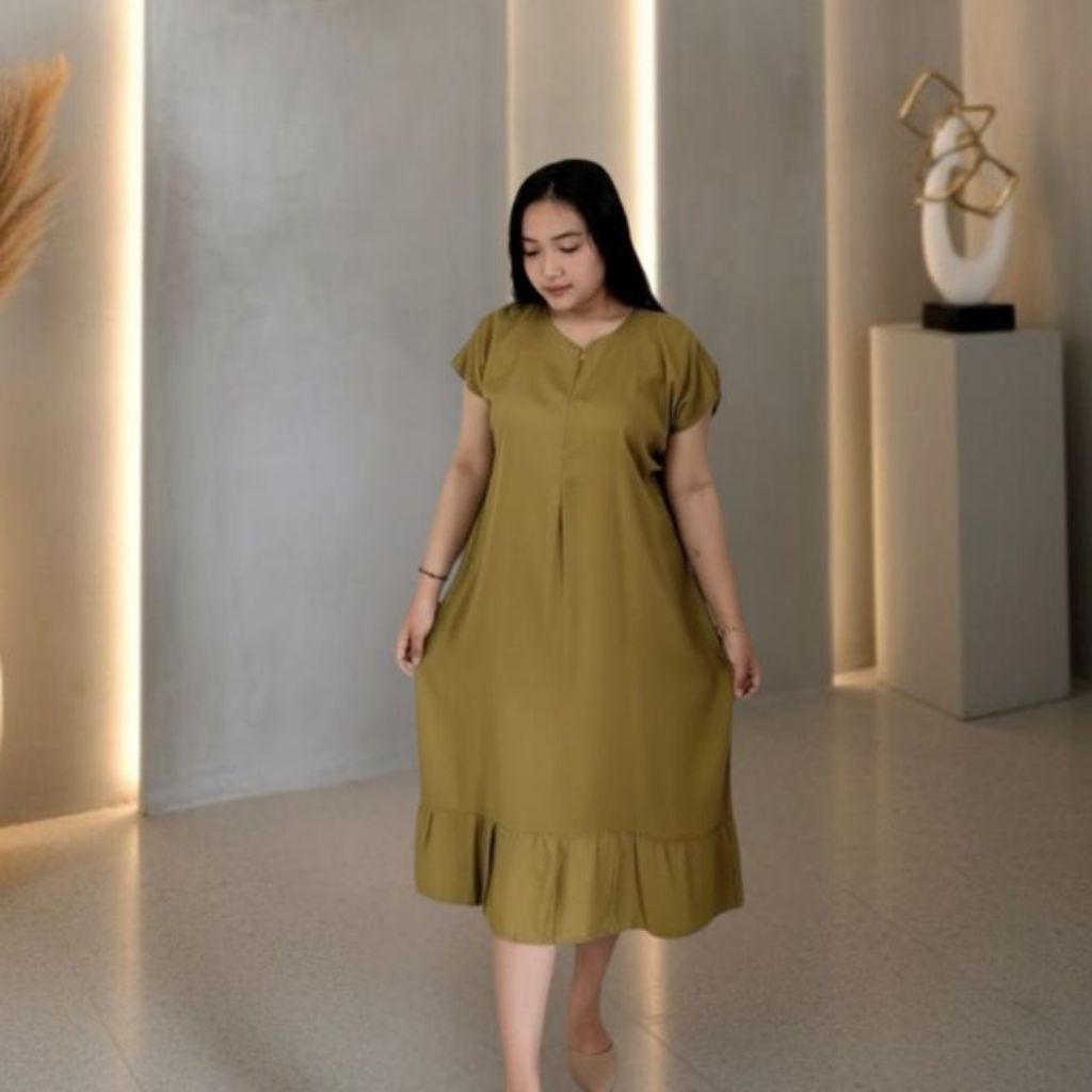 Daster Ruffle Busui /Daster Polos Ruffle Busui/Daster Busui Rayon Polos