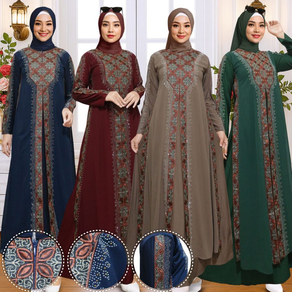 NEW GAMIS ABAYA TURKI SUPER MEWAH RENDA DADA ORANGE JERSEY PREMIUM MIX CERUTY BABY DOLL