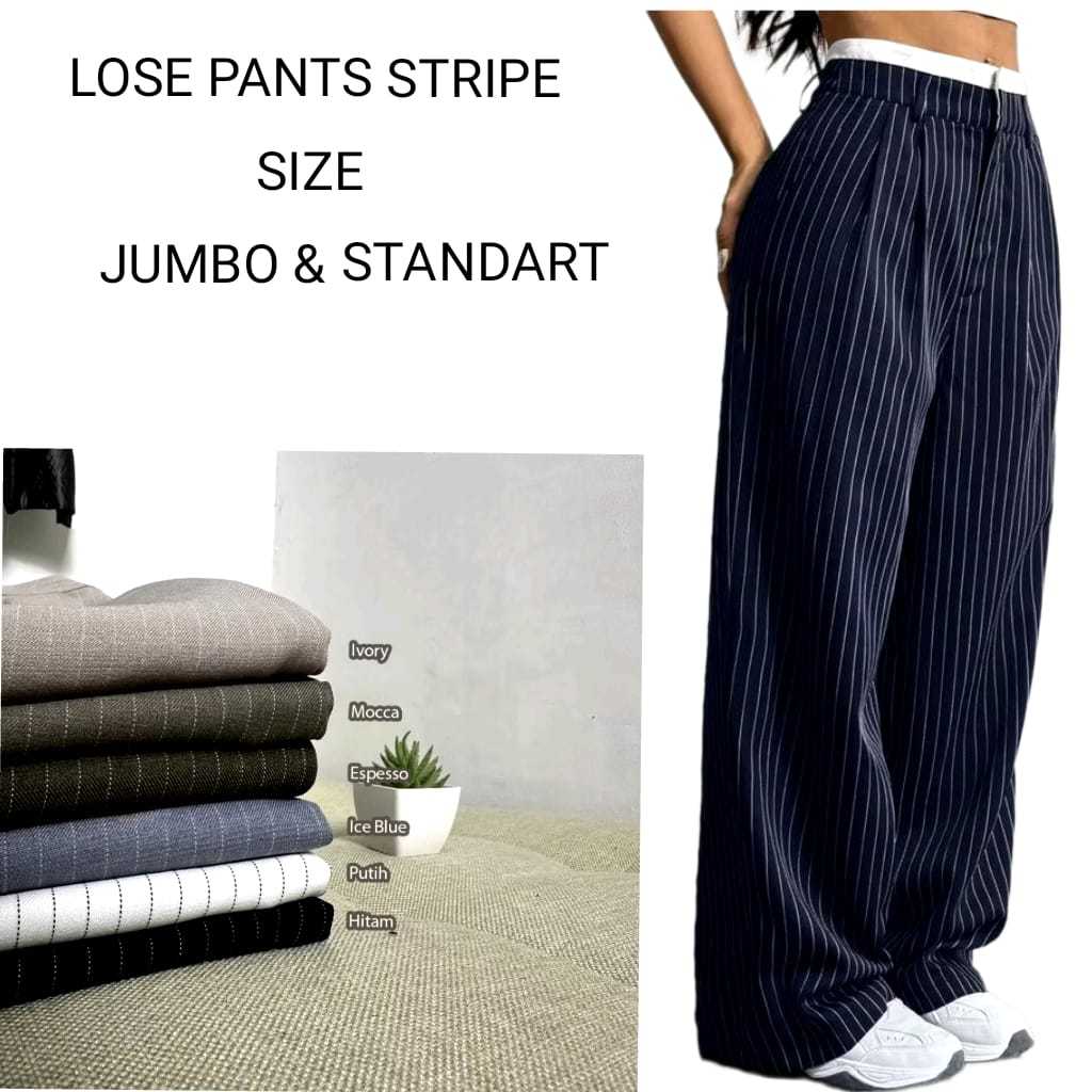 kulot jumbo stripe-loose pants stripe jumbo trouser wanita-celana kulot stripe pants jumbo pants