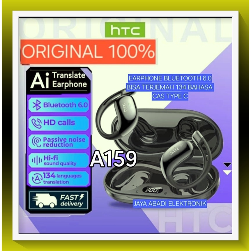 A159 EARPHONE BLUETOOTHHTC ORI 100% EARPHONE BLUETOOTH 6.0 ALAT TERJEMAH SEGALA BAHASA HANDSFREE BLU