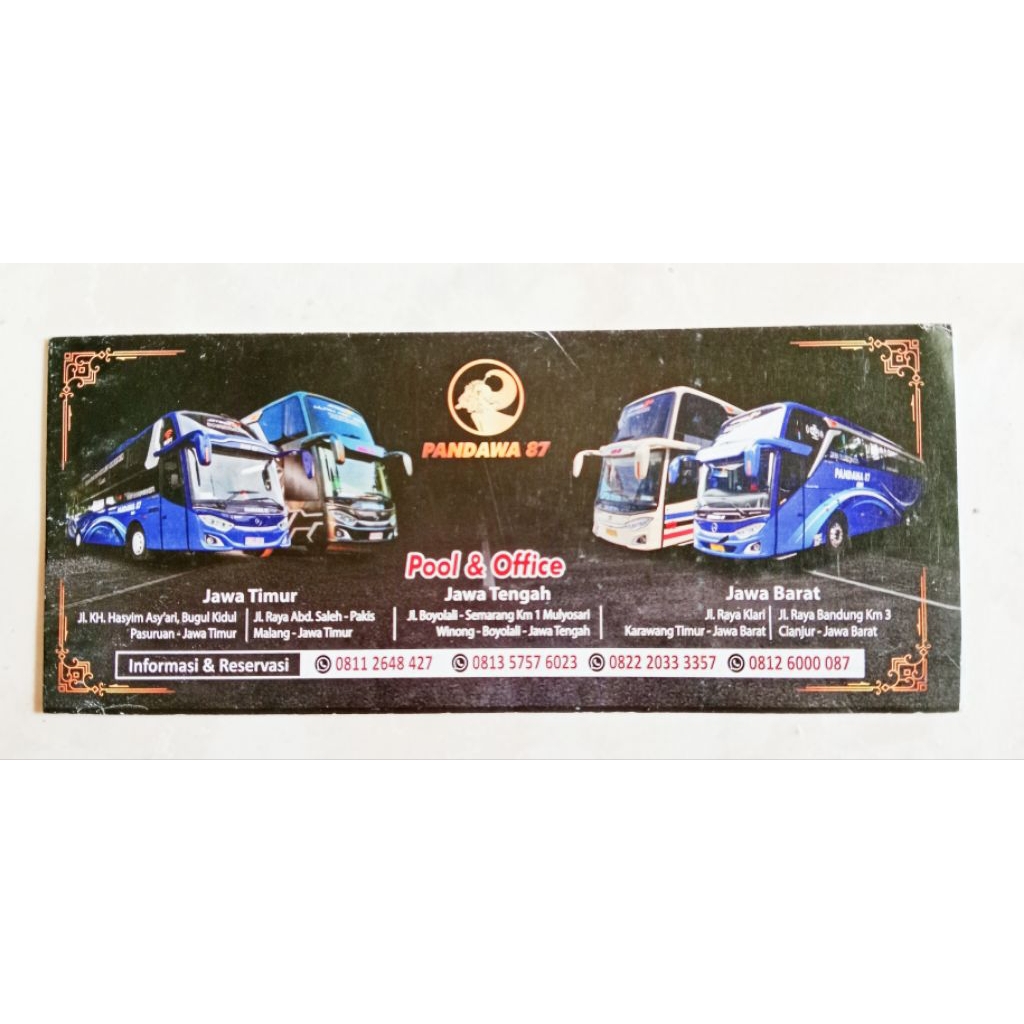 Tiket Bis / Bus Jadul Lawas