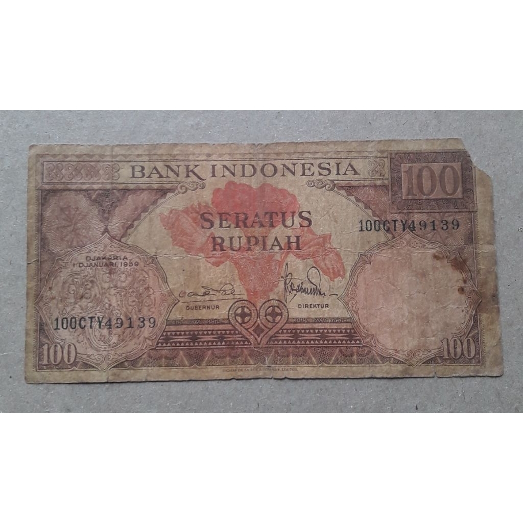 uangkuno 100rupiah tahun 1959