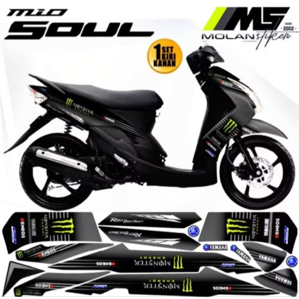 Stiker striping variasi mio soul/Decal emblem mio soul lama