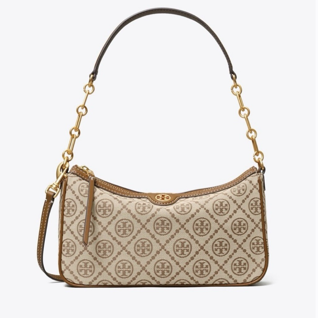 Tebe T Monogram Jacquard Studio Shoulder Bag-Brown / Hazelnut