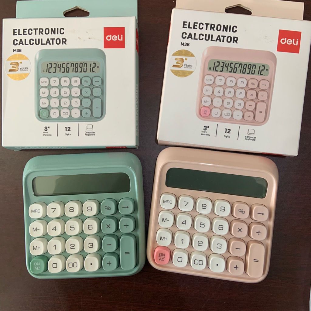 DELI Kalkulator M36 meja anti slip estetik design retro layar tekuk sudut 15 derajat mudah dilihat g