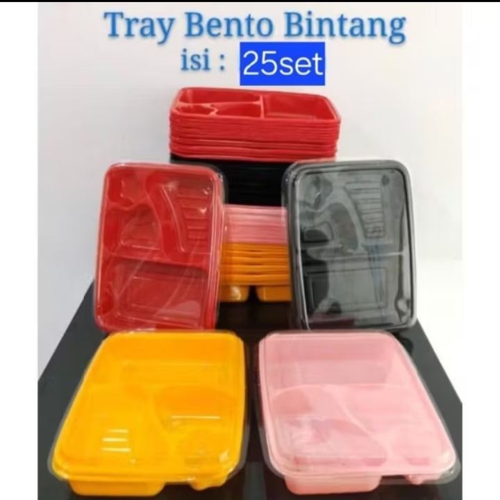 Mika Bento sekat 4/Tray Bento Bintang+tutupan isi 25set