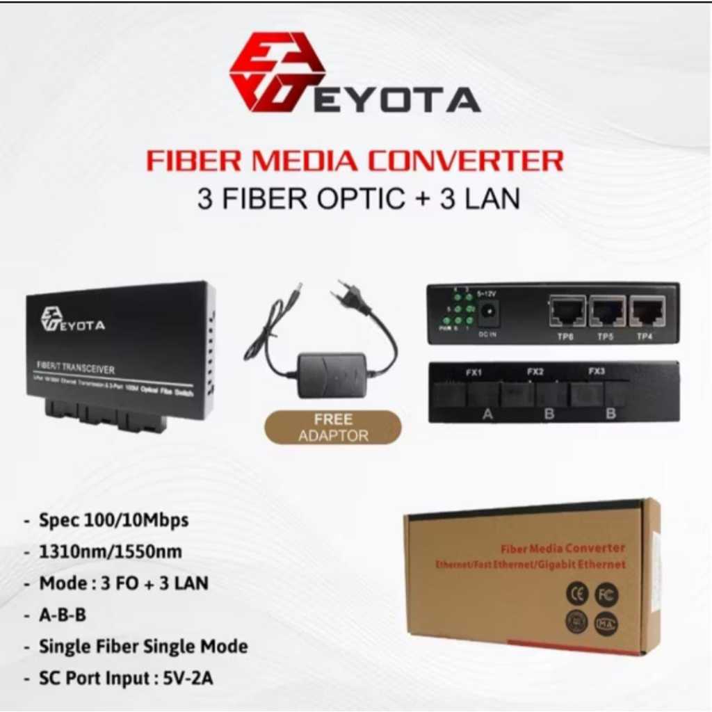 Eyota Media Converter 3 FO 3 LAN 10/100Mbps ABB/AAB