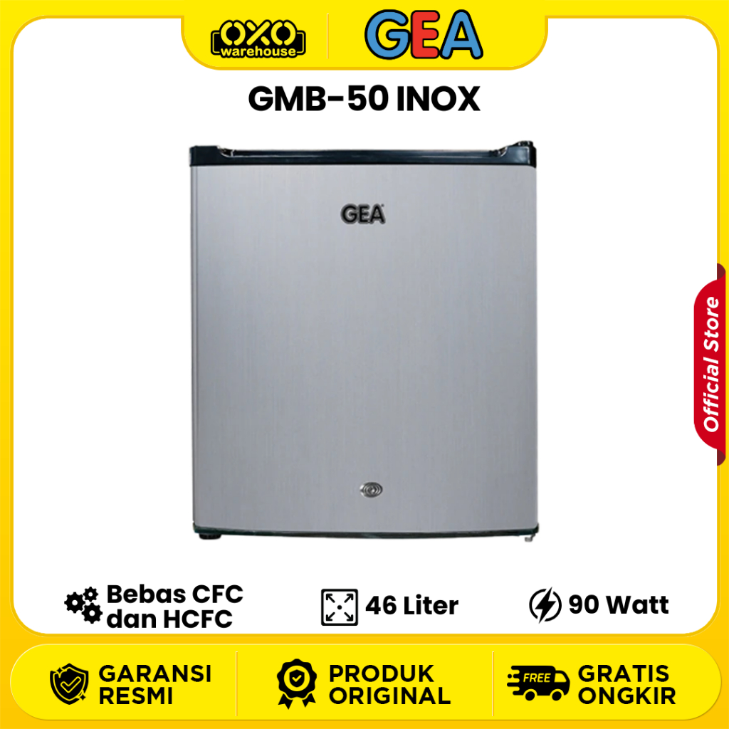 GEA Mini Bar GMB-50 INOX – Kulkas Mini Hemat Energi Desain Elegan Low Watt Garansi Resmi