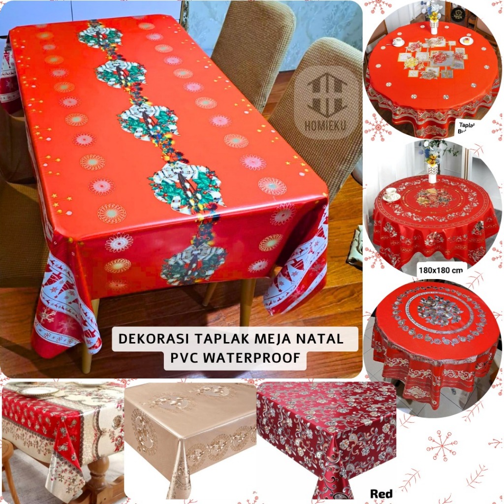 Taplak Meja Merah Natal Christmass Dekorasi Merah taplak makan imlek natal