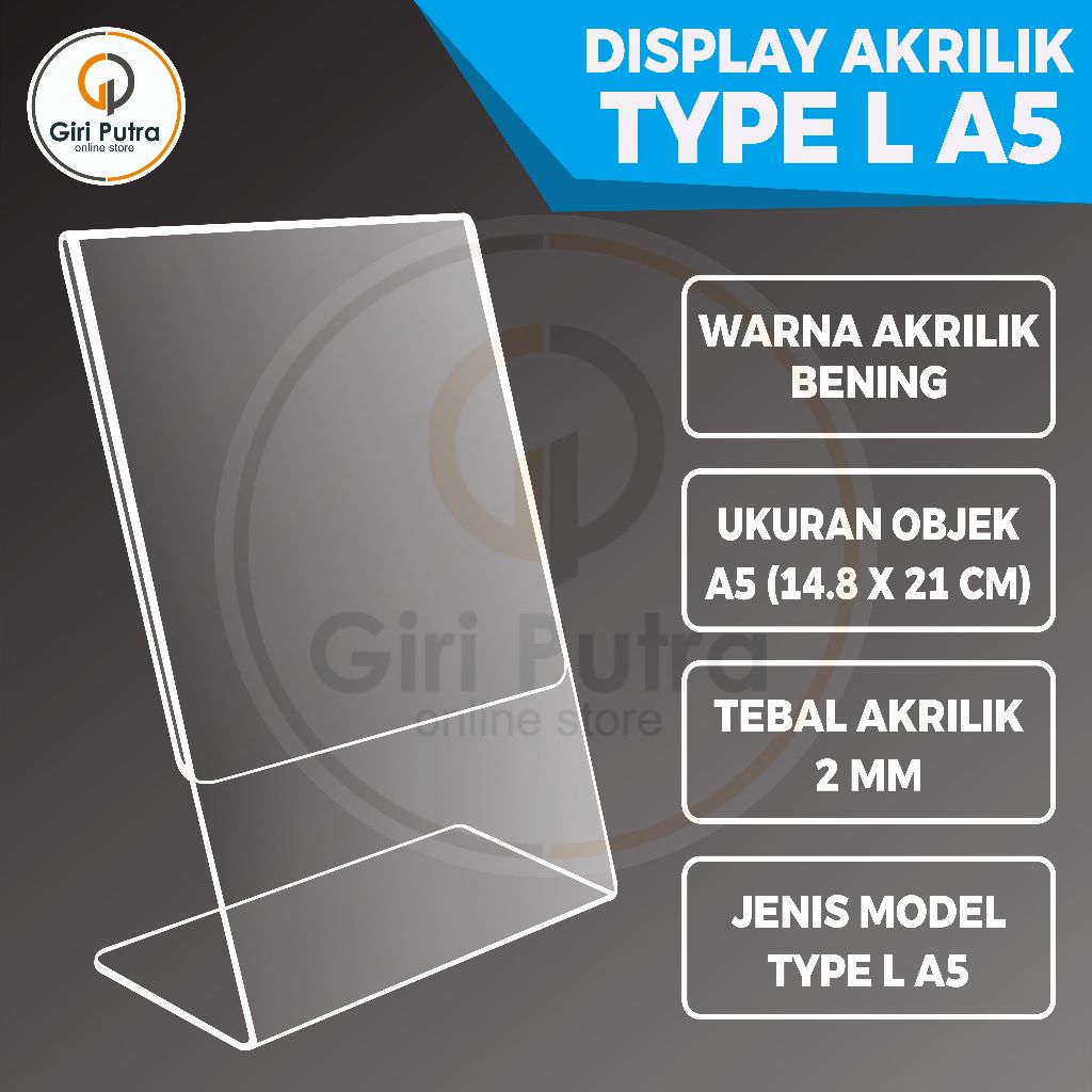 AKRILIK / DISPLAY BROSUR A5 / STAND AKRILIK QRIS A5 / DISPLAY AKRILIK A5 TYPE L
