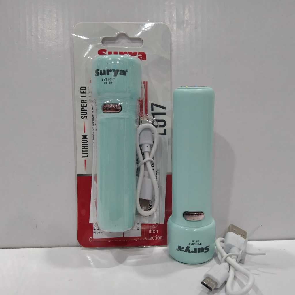 Senter Led Mini Super Terang Surya L017 - Senter Cas Listrik Tahan Lama