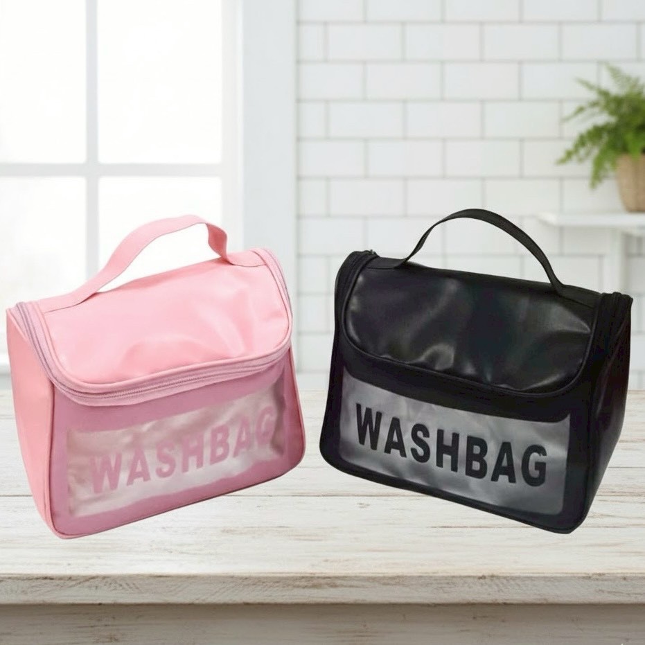 Dompet Kosmetik mika Resleting keliling Tenteng RKT waterproof tas kosmetik bening