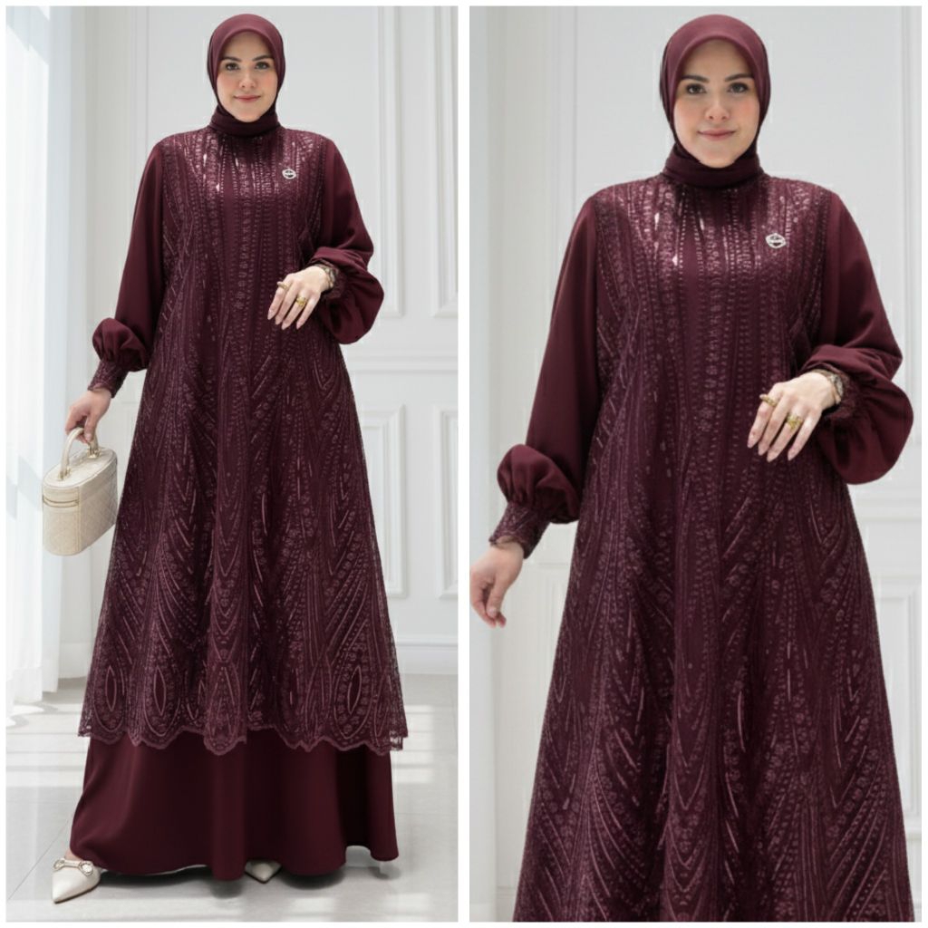 Gamis Kondangan Pesta Mewah Elegan/Gamis Brukat Premium