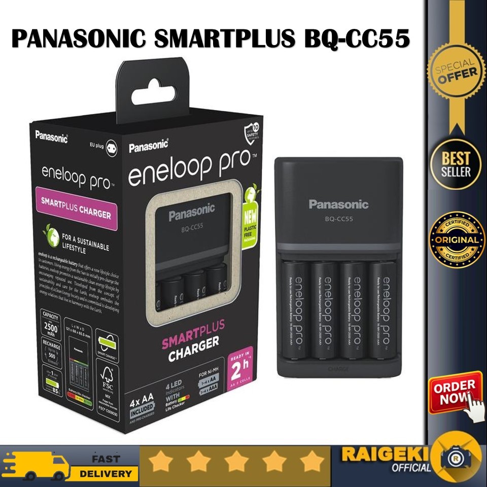 Panasonic Eneloop Pro SmartPlus Charger BQ-CC55 AA 4pcs