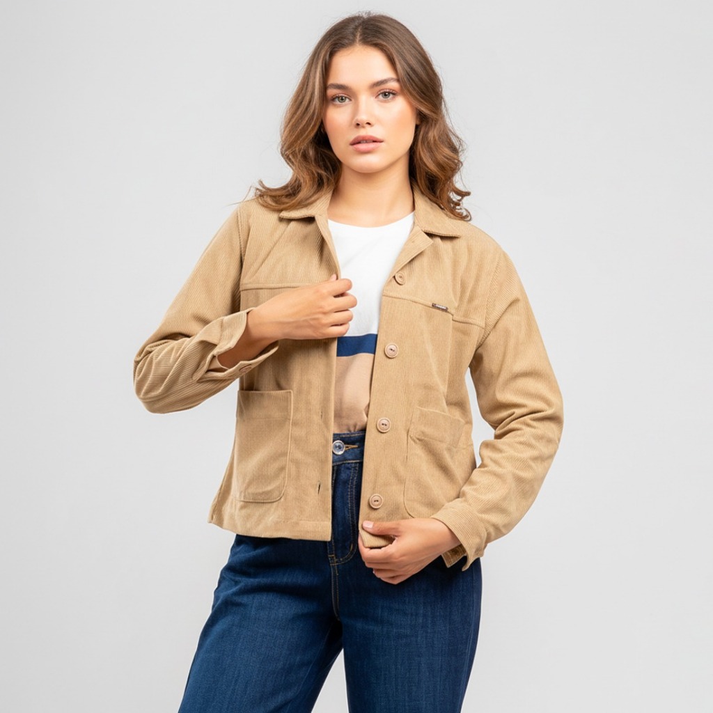 C2 Fairly Khaki Crop Outer Wanita