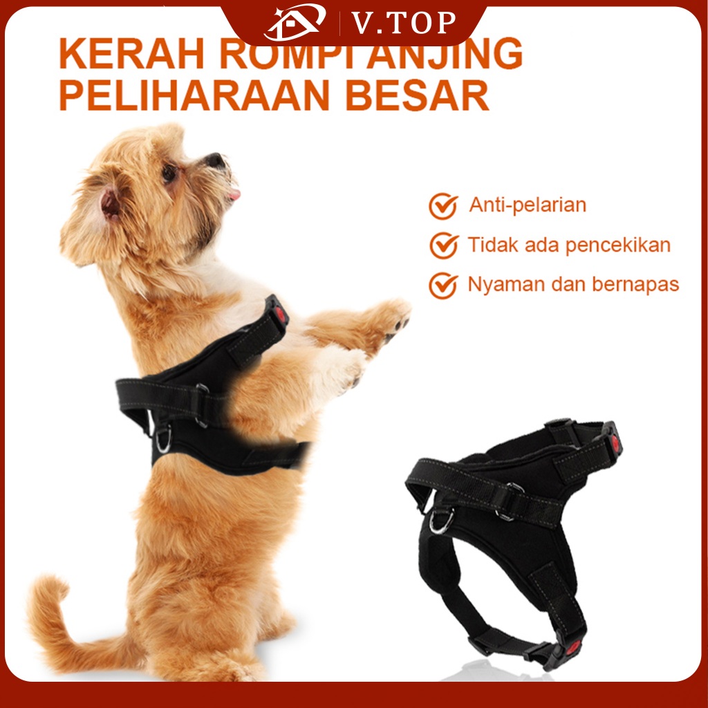 V.TOP Kerah Rompi Anjing Peliharaan Besar, Kekang Lembut Dapat Disesuaikan Rompi Harness Keluar Besa