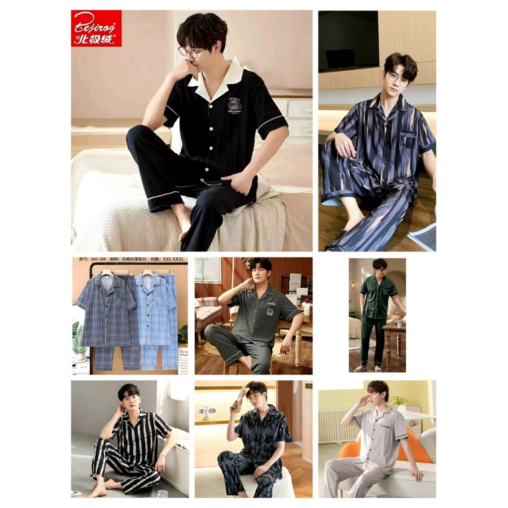 Baju tidur pria dewasa  piyama cp setelan pajamas  celana panjang baju pendek cowok anak tanggung