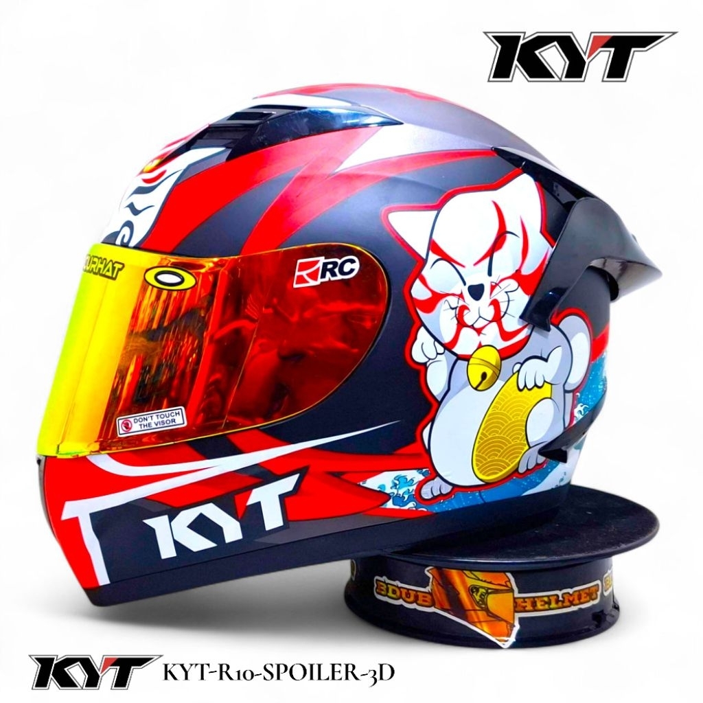 Helm KYT r10 kabuki matt paket ganteng spoiler 3D Original KYT