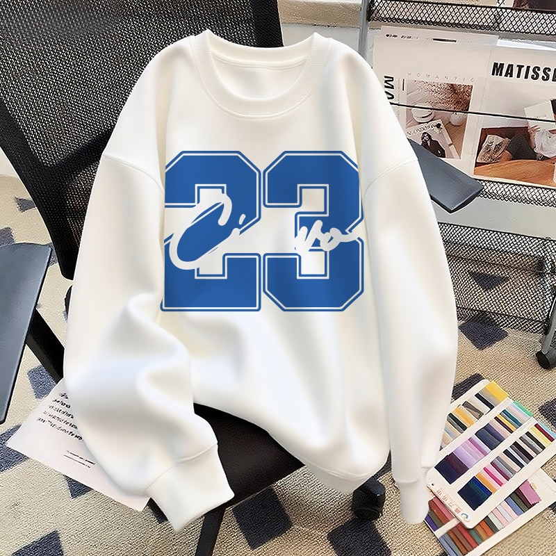 Baju Kaos hoodie pria oversize fashion | Unisex | Kaos stripe sablon letter  “23” | Atasan kaos leng