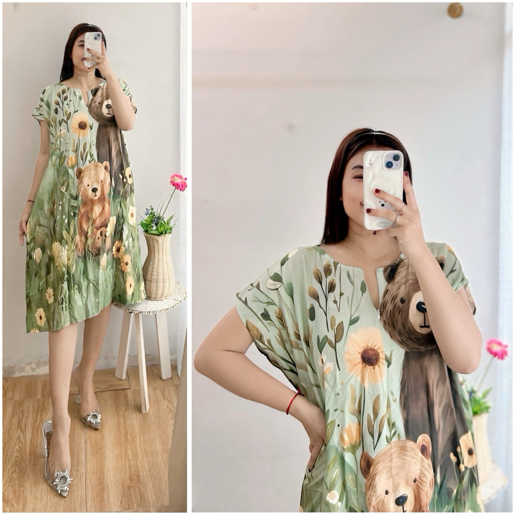 Daster hebel ziper wanita motif kekinian busui rayon premium