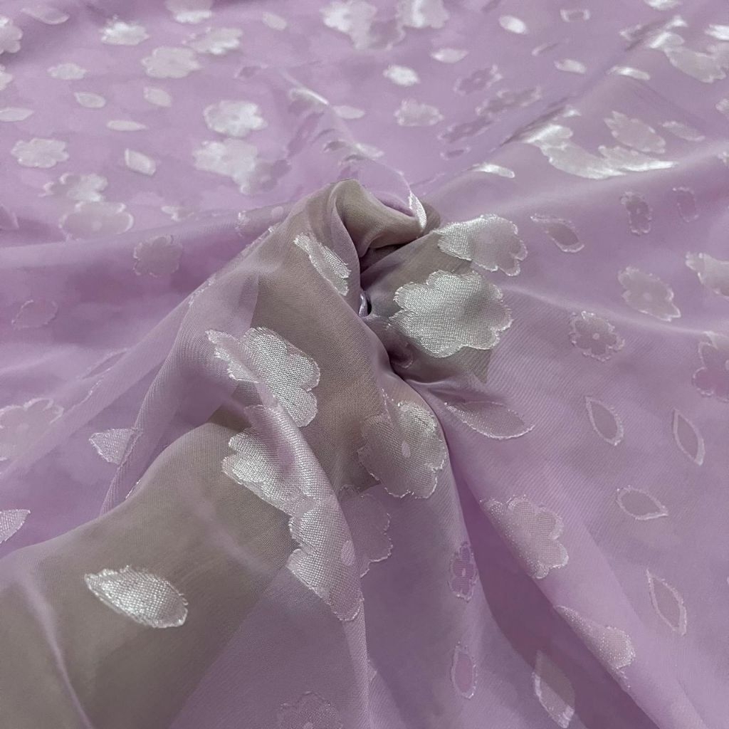 kain sifon uragiri motif bunga premium - warna pink lilac - kain sifon citru korea style - kain sifo