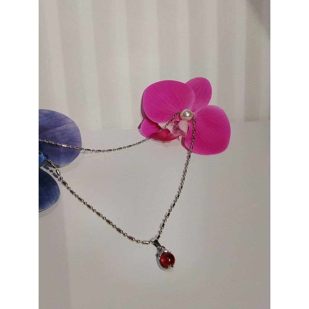 1 SET KALUNG WANITA BESI PUTIH 100% ASLI MODEL KALUNG BIJI PADI/LIONTIN KALUNG DOLPIN KRISTAL
