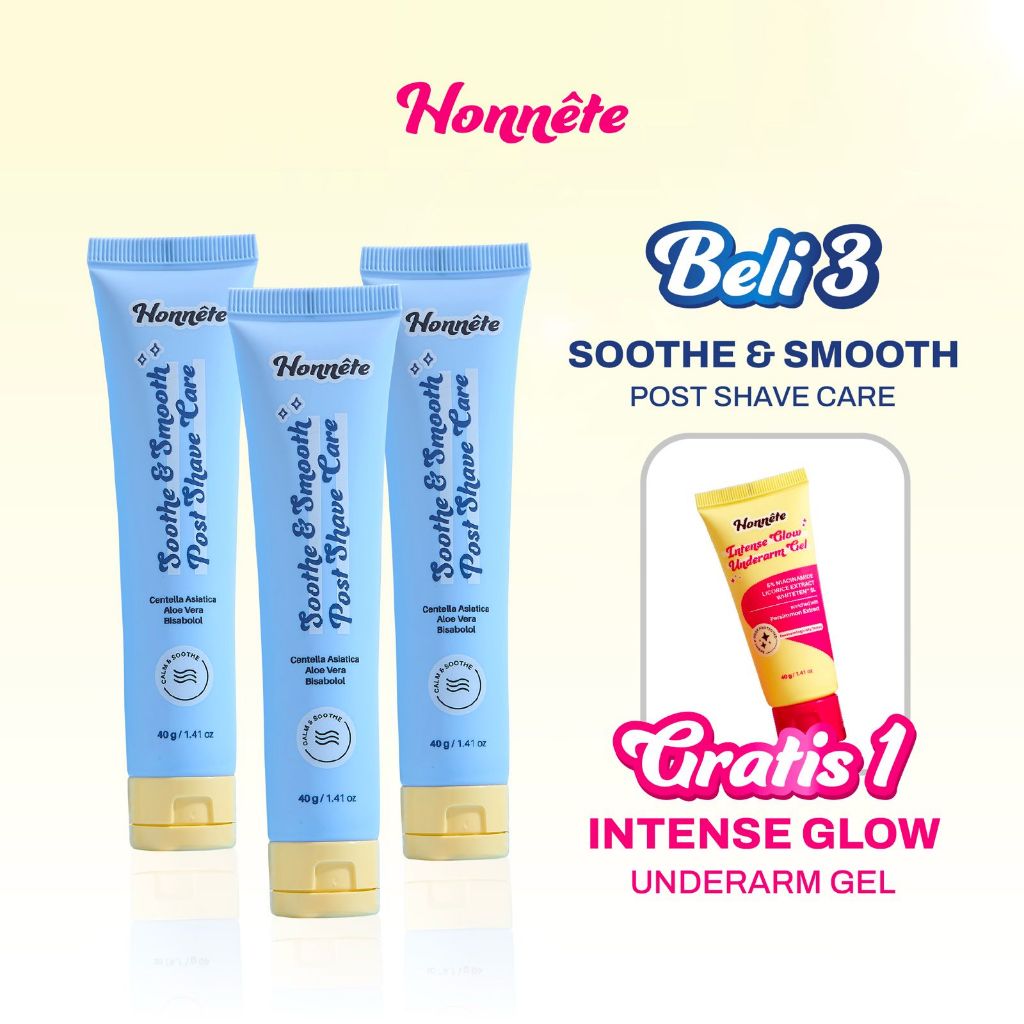 (BELI 3 GRATIS 1 pcs Intense Glow Underarm Gel) Honnete Soothe & Smooth Post Shave Care - 1 IG + 3 S
