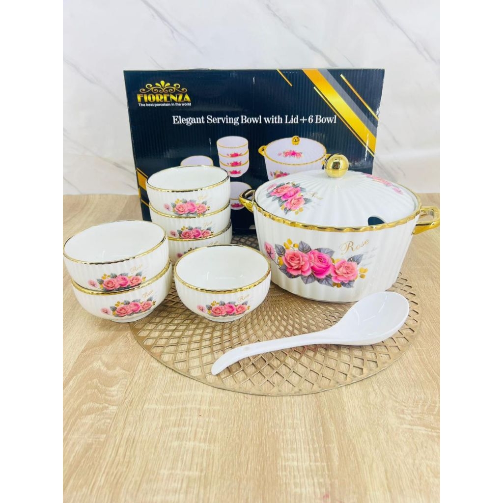 Serving Blow/ Wadah Sop Keramik Marble Picasso Dan Fiorenza (Packing Kayu)