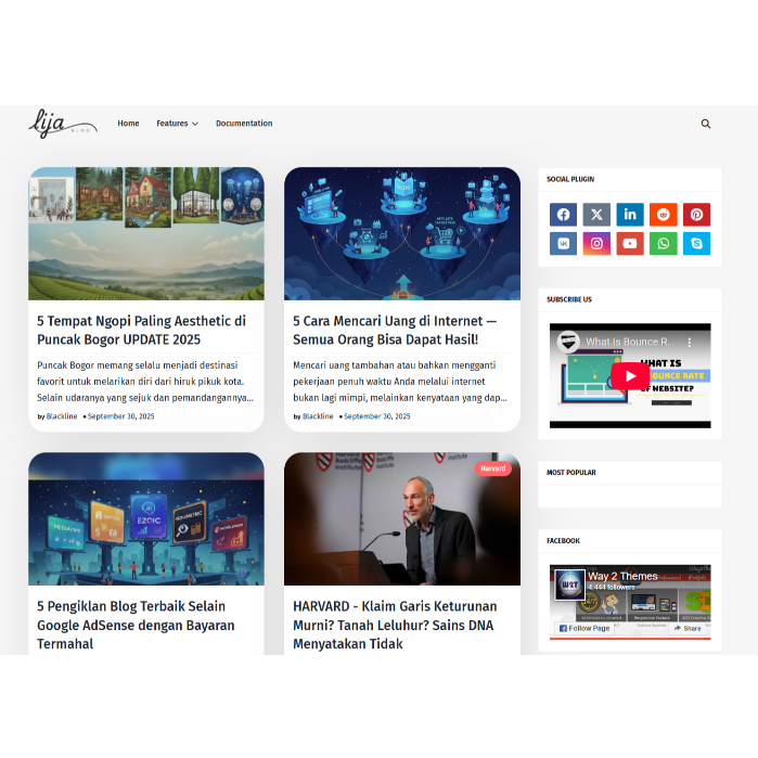 Tema Blogger Blogspot Profesional LIJA | Desain Elegan | Support Adsense