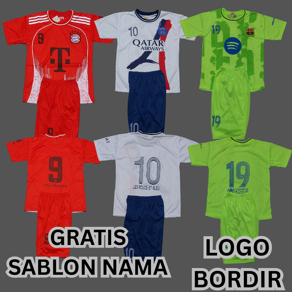 GRATIS SABLON NAMA BAJU BOLA BARCELONA TOSCA ANAK/JERSEY MUNCHEN MERAH MURAH UMUR 5-13TAHUN