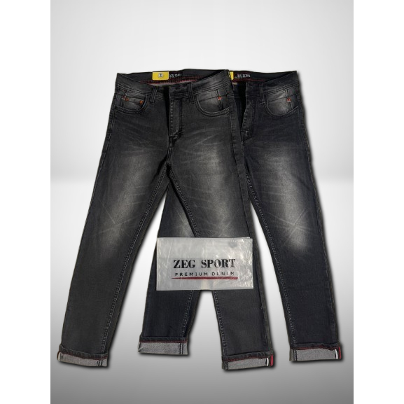 Celana Jeans Panjang Pria Polos Black Whisker Premium  Black Jazz 13Oz Slim Fit Distro