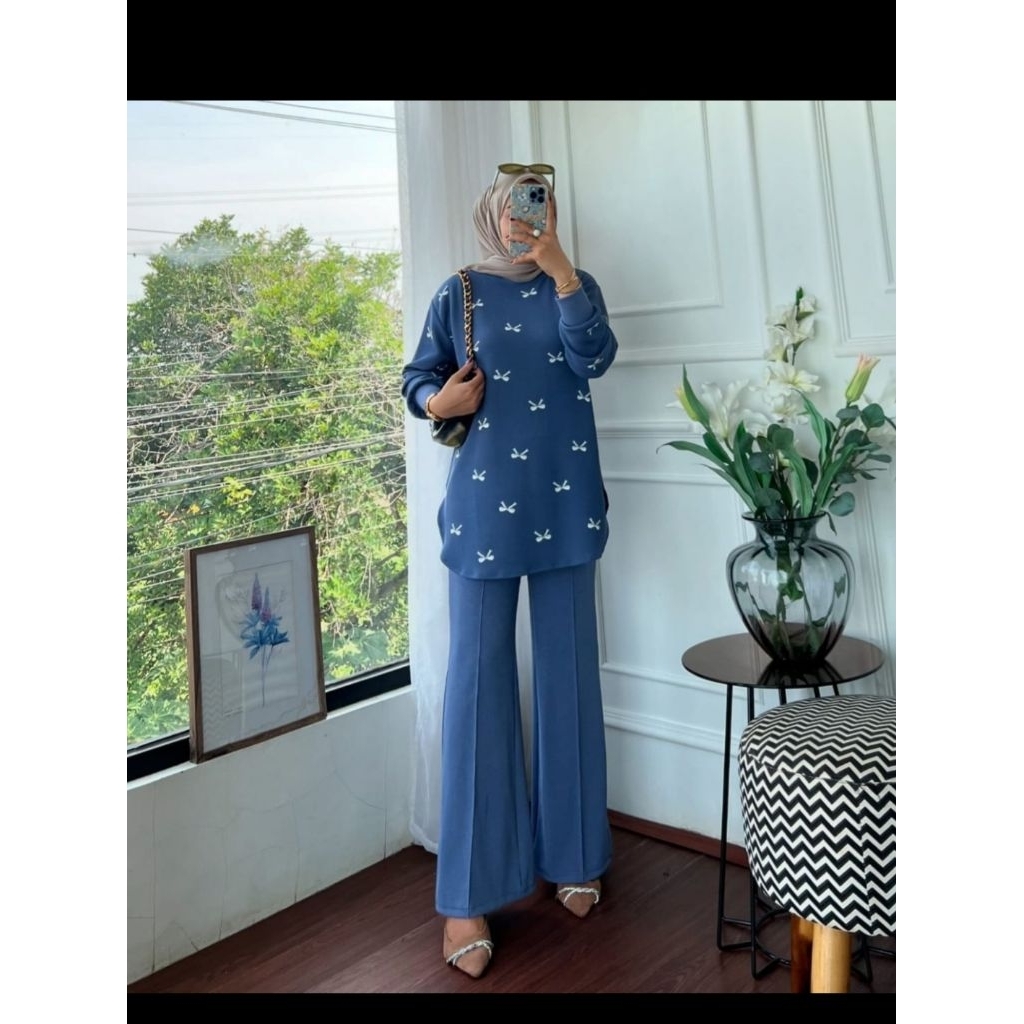 Stelan celana knit rajut import fania pita
