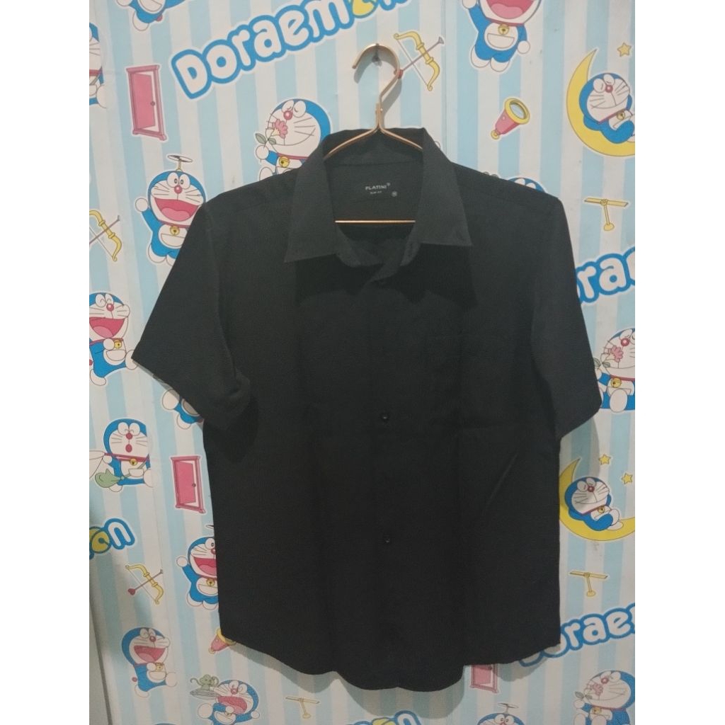 Kemeja Platini Polinosic Hitam (Pria) Slim Fit