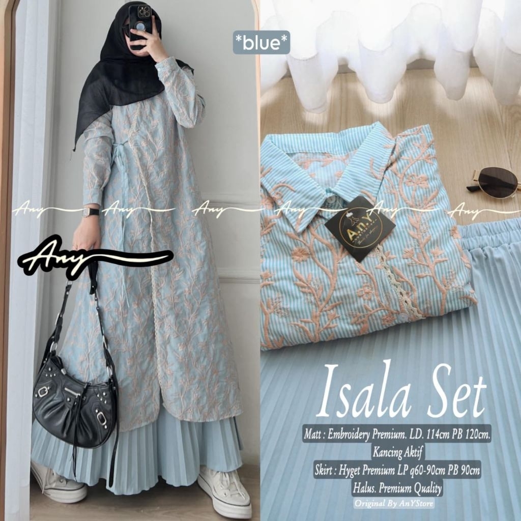isala hayna tunik by any -  Sofia set - setelan rok plisket - Amitha set by kayla | set long tunik m