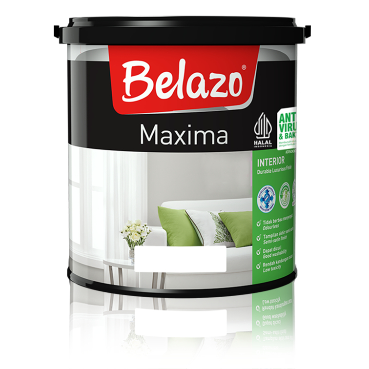 CAT TEMBOK INTERIOR BELAZO MAXIMA 48000 2,5 LITER - CAT TEMBOK DALAM (TINTING SYSTEM/OPLOS)