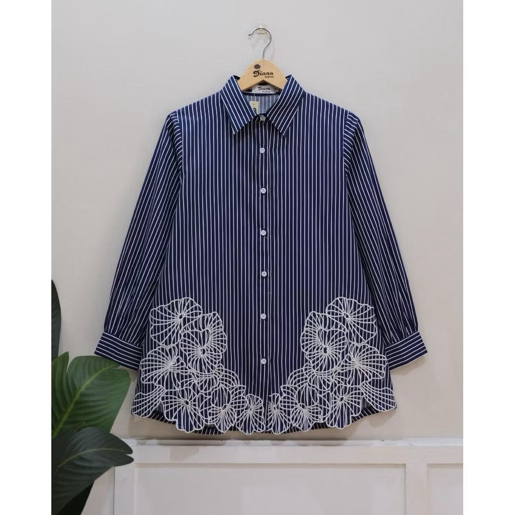 KEMEJA WANITA SALUR BORDIR PREMIUM KEMEJA WANITA KATUN JEPANG BEST SELER