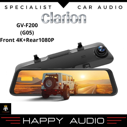 Clarion GV-F200 G05 Dashcam Dvr Spion 4K Front & 1080P Rear Kamera Mobil Wifi ADAS Gratis Memori 64G