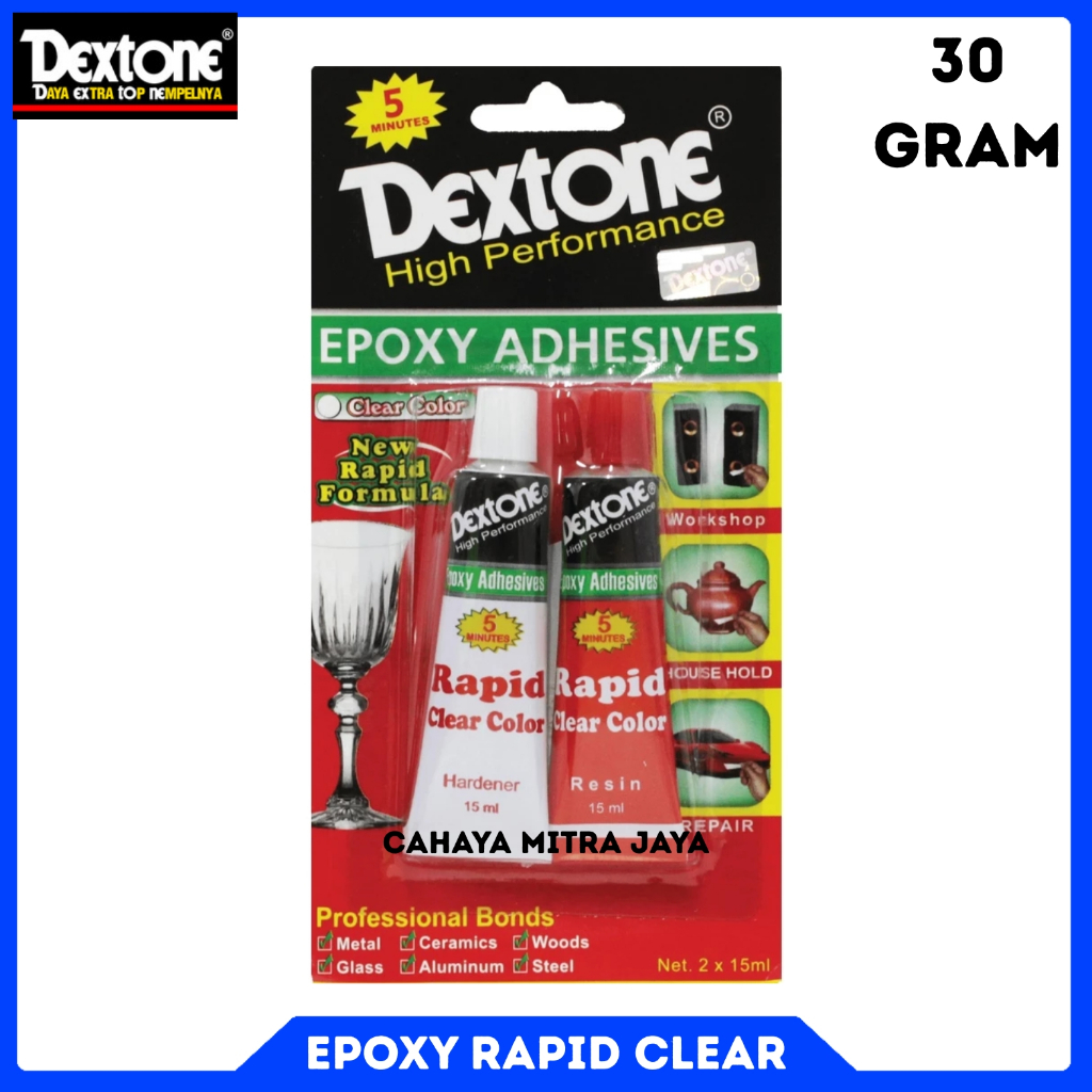 Dextone Lem Besi Epoxy Rapid Clear 30 Gr