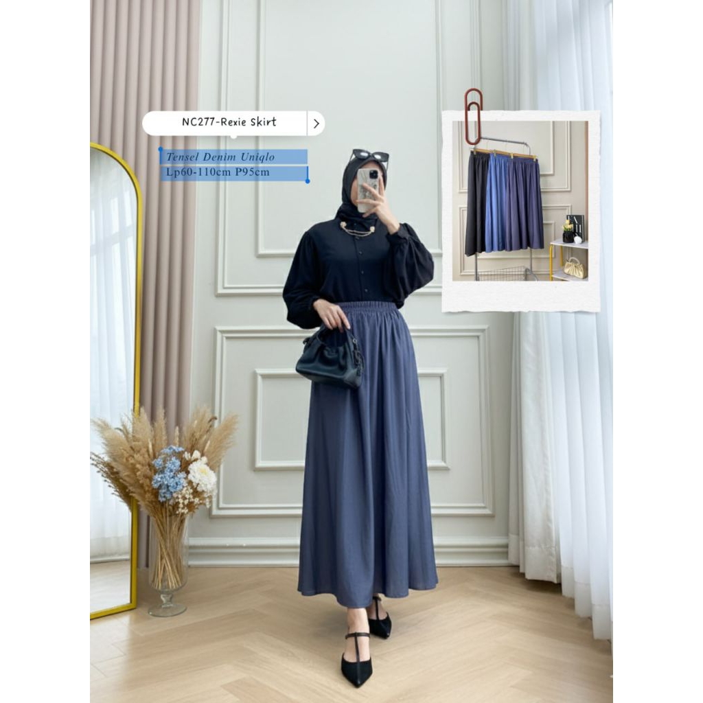 Grosir Rexie Skirt Nc277 bahan Tencel denim uniqlo