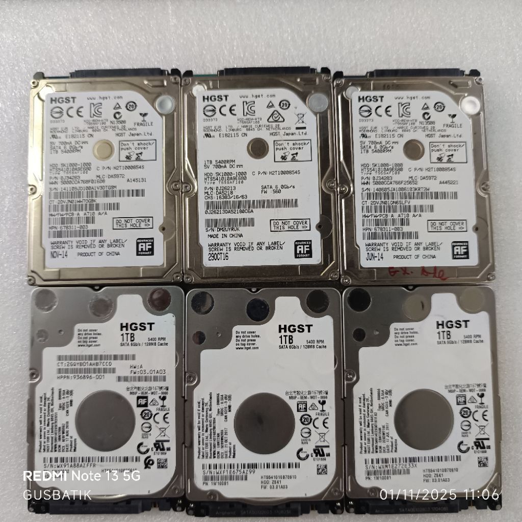 Hdd Hard disk drive 1TB hardisk Laptop SATA 2.5 inch second original samsung hgst wd blue toshiba 54
