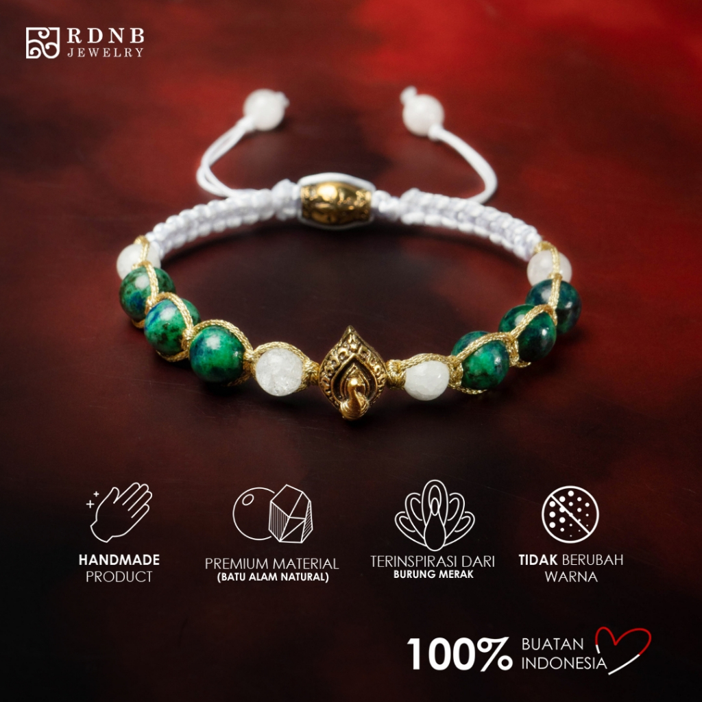 RDNB Jewelry - Merak Kharisma White - Gelang Wanita/Pria - Batu Alam Natural - Gelang Casual Spiritu