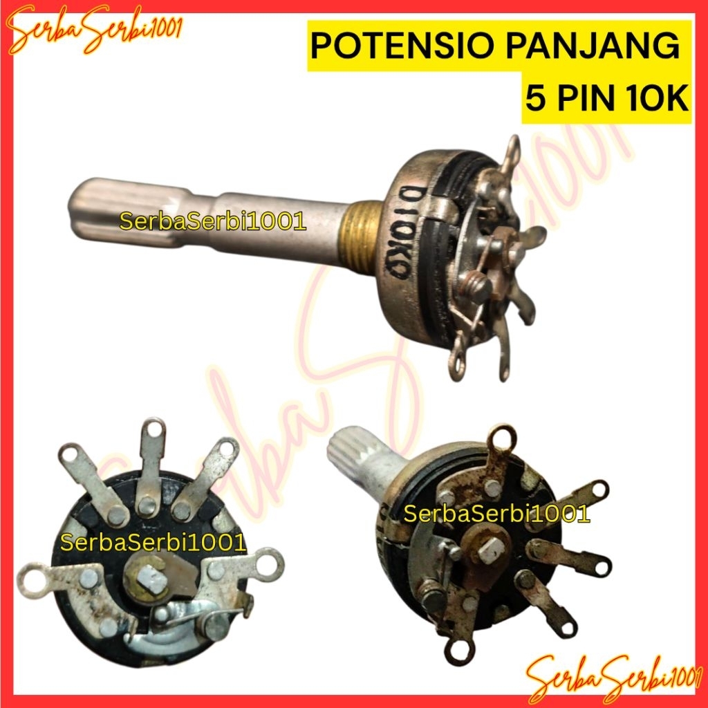 POTENSIO 5 PIN 10K + SAKLAR / POTENSIOMETER / POTENSIO PANJANG 10K