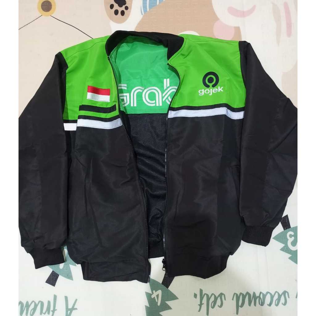JAKET GOJEK GRAB ATAS HIJAU BAWAH HITAM BORDIR KEREN