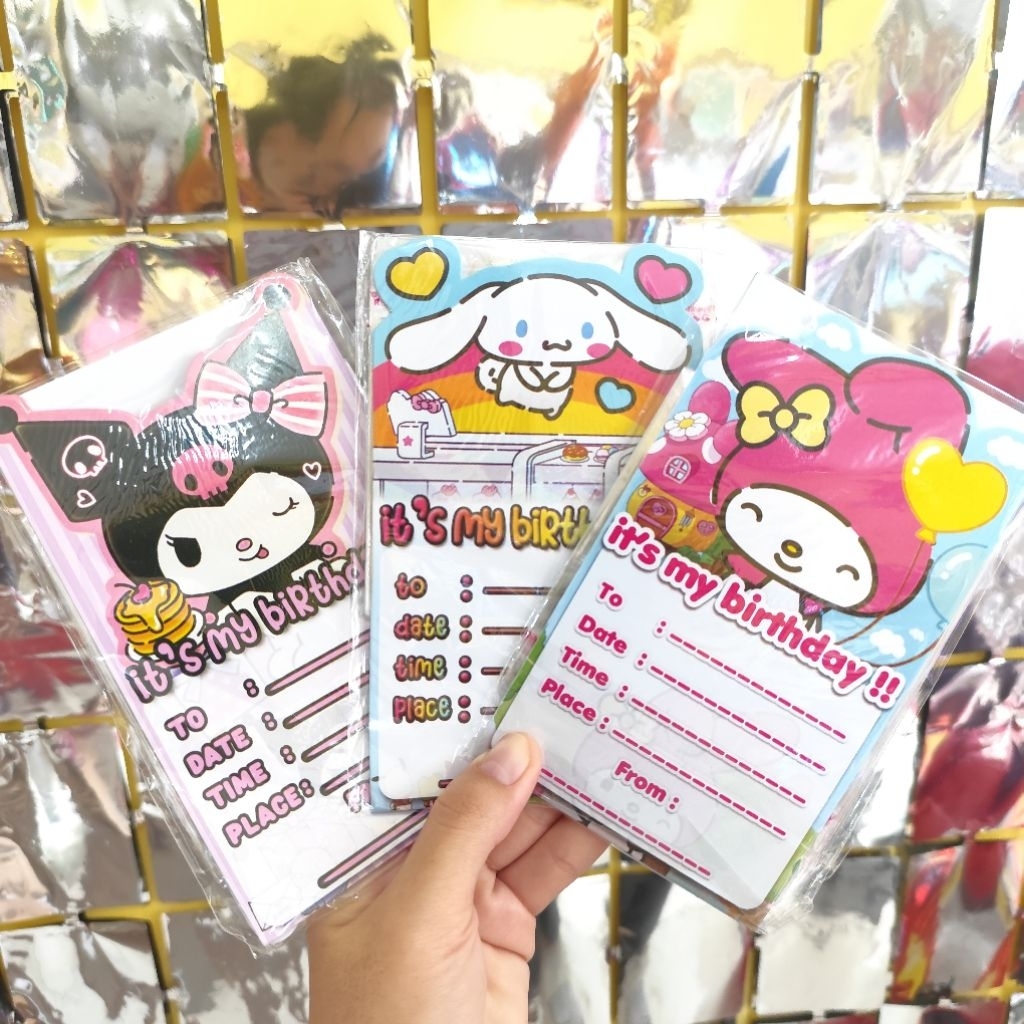 Undangan Ulang Tahun Kertas isi 10 Mickey Little Pony Spongebob Pororo Dino invitation card kartu ro