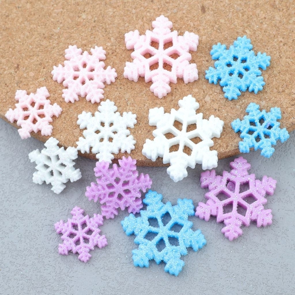 1pc Miniatur Kristal Bunga Salju Snow flake Hiasan Natal Prakarya DIY mote manik dekorasi pajangan C