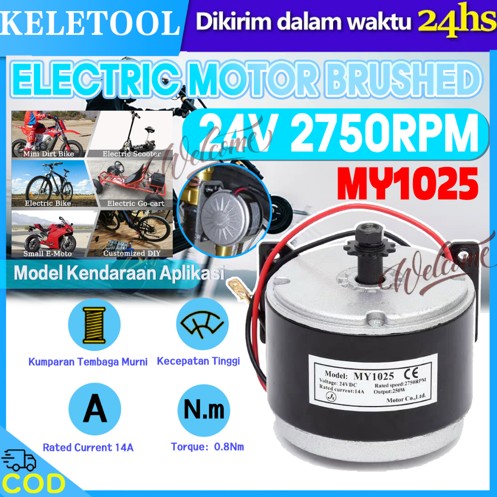 Dinamo Motor For Electric Bike Sepeda Listrik MY1025 250W 24V DC Robotik Atau Mobil Listrik Mainan M