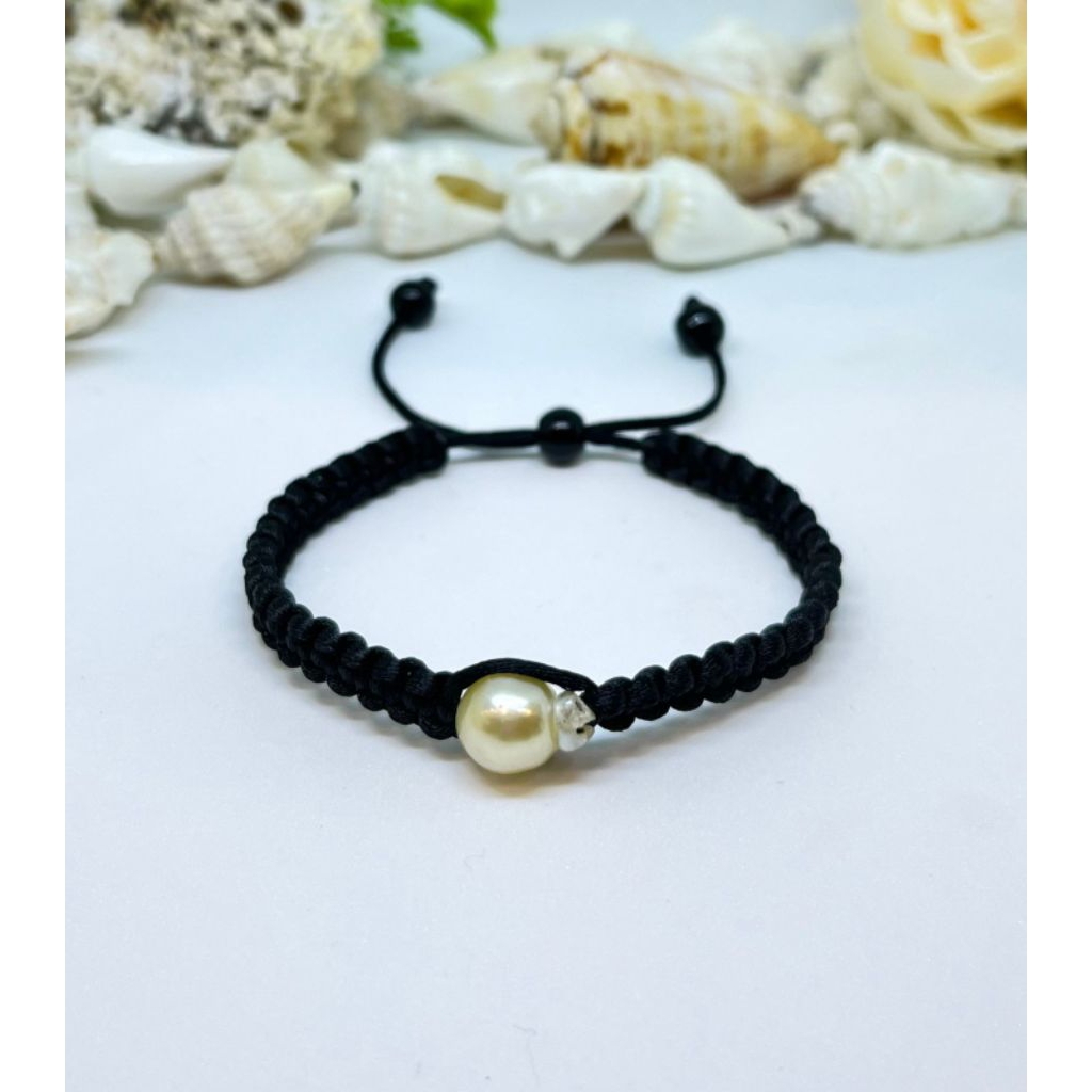 Gelang tali rajut mutiara air laut/gelang tali unisex Mutiara air laut