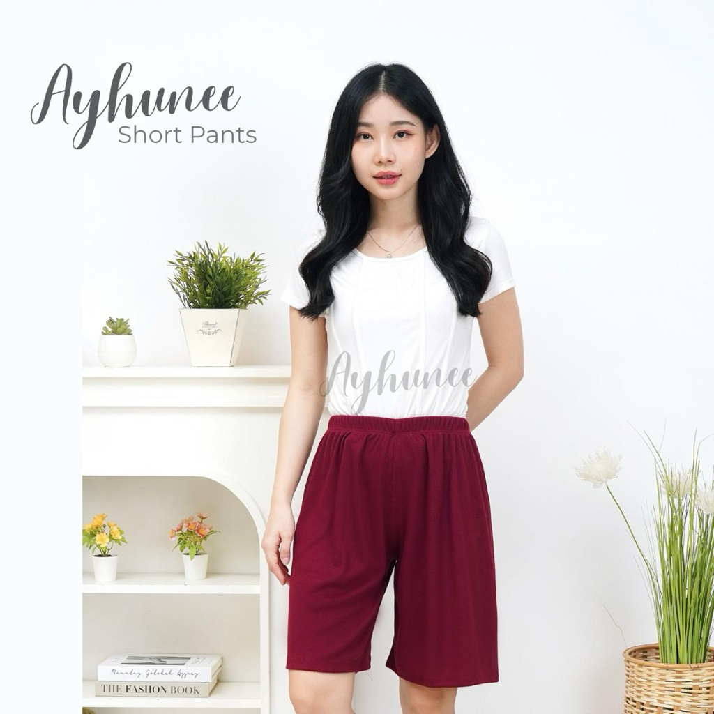 celana pendek kolor dalaman rangkepan wanita jumbo muat untuk bb 90 100 120 kg rib knit